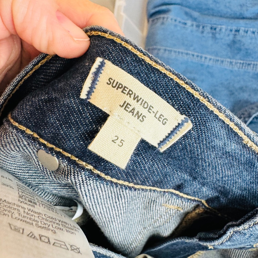 Madewell Superwide-Leg Jeans Blue 25 High Rise Lyocell Blend Dark Wash Denim - Picture 6 of 10